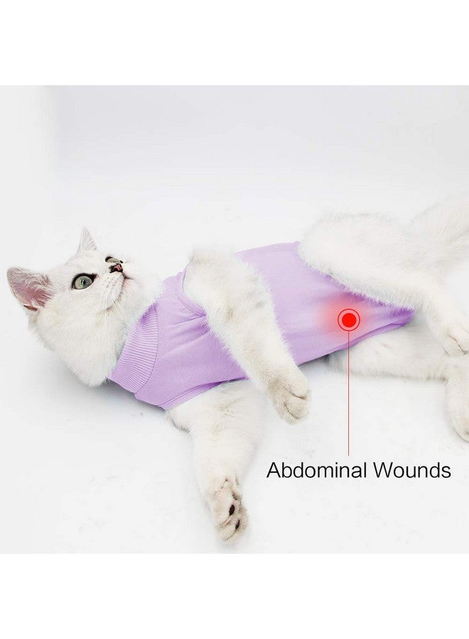 oUUoNNo oUUoNNo Cat Wound Surgery Recovery Suit for Abdominal Wounds or Skin Diseases, After Surgery Wear, Pajama Suit, E-Collar Alternative for Cats (L, Purple)  - Image 3