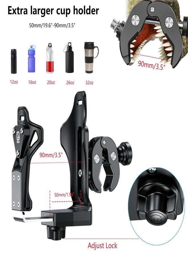 Kewig Motorcycle ATV Cup Holder, Upgraded Water Bottle Holder Compatible with 1.96-3.54''/50-90mm Dia, Drink Cups 0.5-1.57'' Metal Retractable Plate for Bike Scooter Stroller Golf Pus (W-3) - Image 4