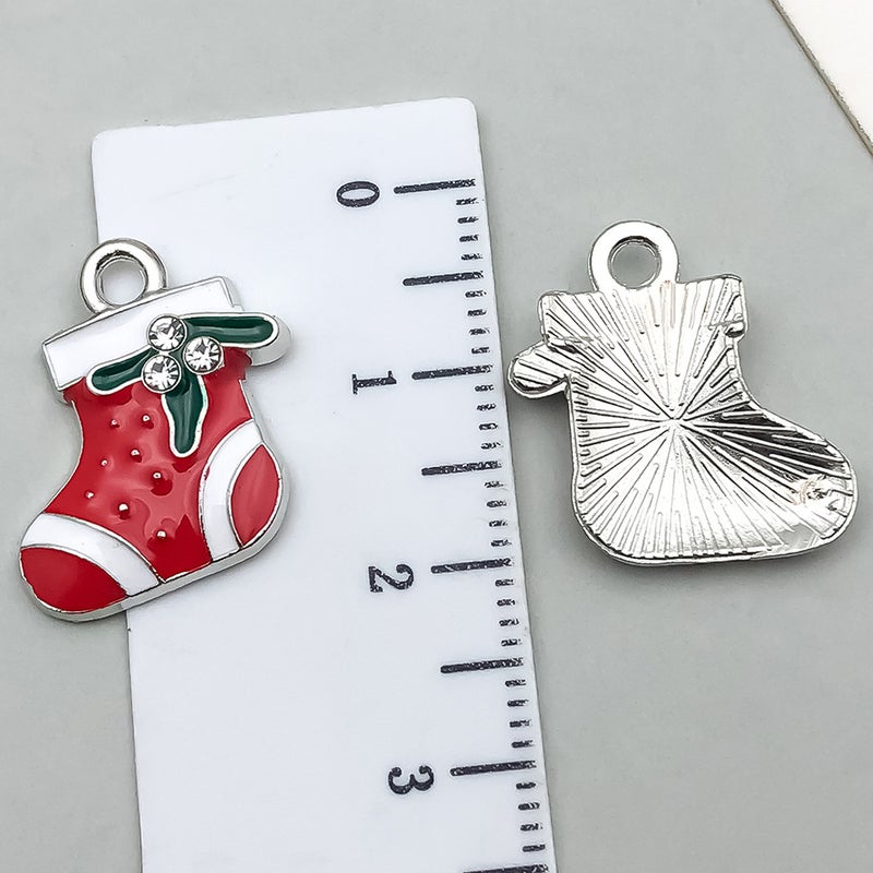 Generic 20pcs Christmas Alloy Charms Set 1 red socks 18x17mm-0.8g-19643 