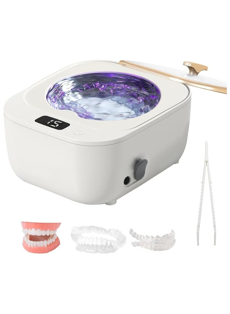 Ultrasonic Retainer Cleaner for Retainers, Sonic Cleaner Machine with Light Rerainers, 48khz Quickly Cleaning for Retainers, 240ml Ultrasonic Cleaner Machine for Aligners, Dentures, Mouth Guards  - Image 1