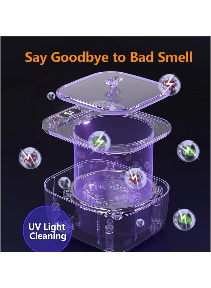 Ultrasonic Retainer Cleaner for Retainers, Sonic Cleaner Machine with Light Rerainers, 48khz Quickly Cleaning for Retainers, 240ml Ultrasonic Cleaner Machine for Aligners, Dentures, Mouth Guards  - Image 2
