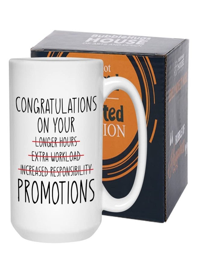 Bubble Hugs Promotion Coffee Mug 15 oz, Congratulation On Your Promotion Job Work Office New Challenge Beginning Coworker Employee Boss, White - Image 1