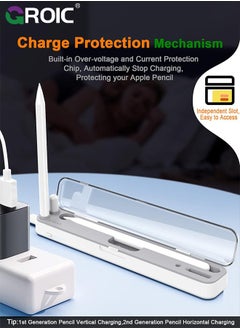 GROIC Magnetic Wireless Charging Case Compatible with Apple Pencil 2nd Generation & 1st, Charger Dock for iPad Stylus Pen, Carrying Case & Storage Protective Box for iPad Penceil  - Image 5