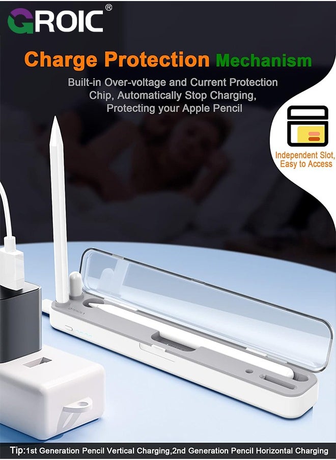 GROIC - Magnetic Wireless Charging Case Compatible with Apple Pencil 2nd Generation & 1st, Charger Dock for iPad Stylus Pen, Carrying Case & Storage Protective Box for iPad Penceil - Image 1