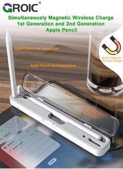 GROIC Magnetic Wireless Charging Case Compatible with Apple Pencil 2nd Generation & 1st, Charger Dock for iPad Stylus Pen, Carrying Case & Storage Protective Box for iPad Penceil  - Image 1