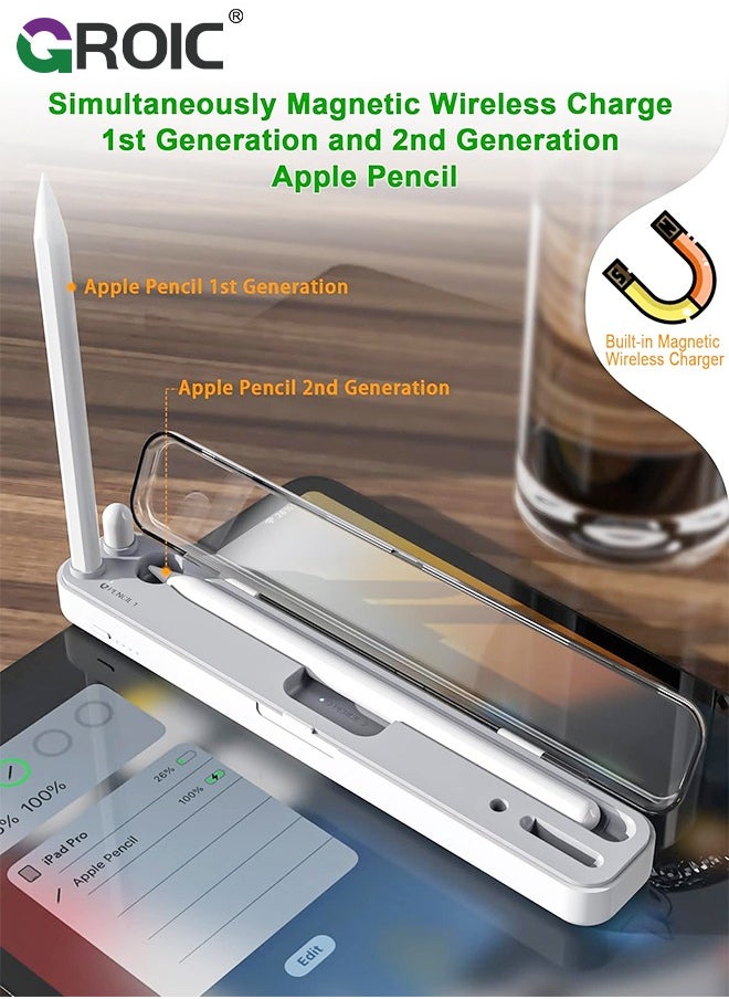GROIC - Magnetic Wireless Charging Case Compatible with Apple Pencil 2nd Generation & 1st, Charger Dock for iPad Stylus Pen, Carrying Case & Storage Protective Box for iPad Penceil - Image 1