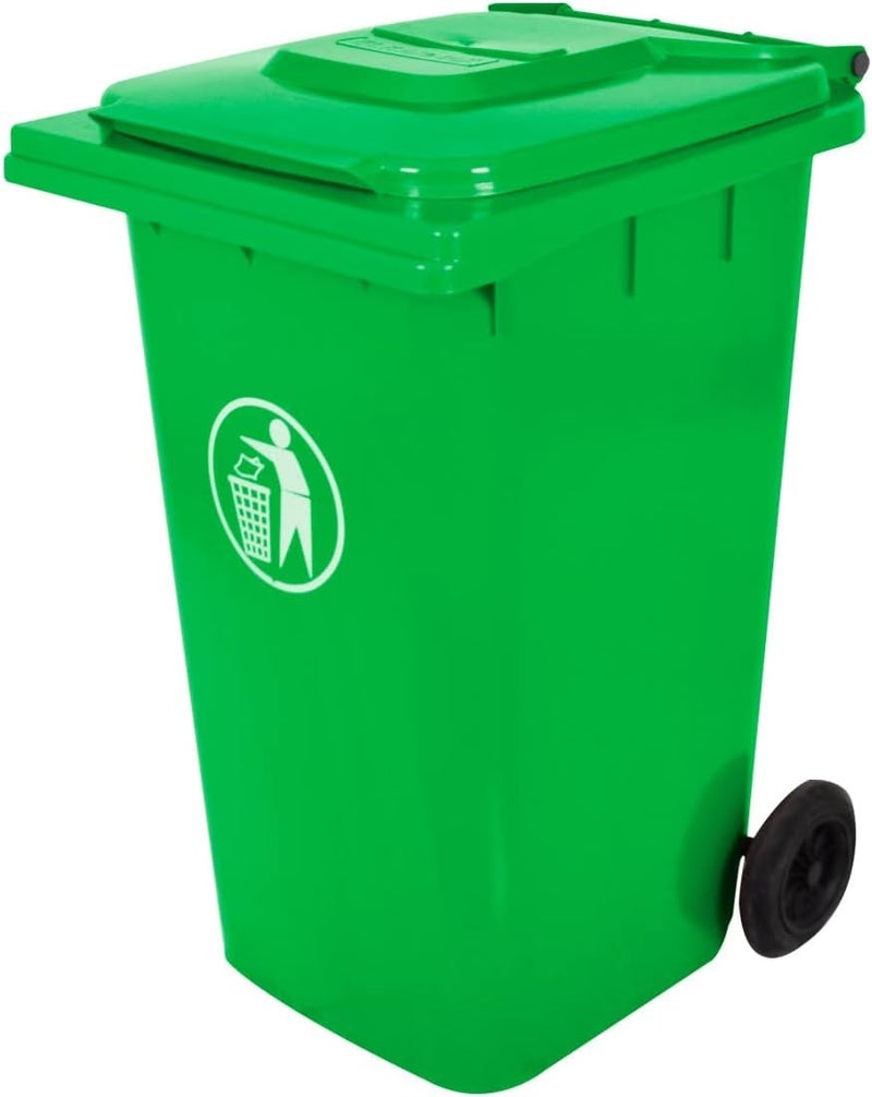 sahaba Plastic Garbage Bin with wheel, Heavy Duty Kitchen DustBin Outdoor Recycle Trash Can Large Industrial Waste bin Trash bin (Green, 120 L) - Image 1