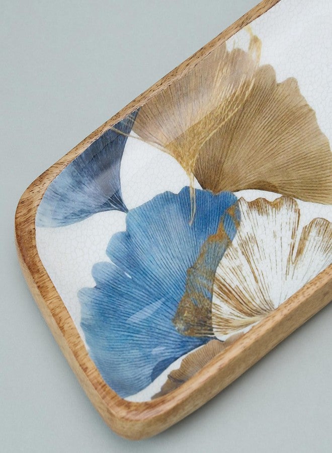 SAAGA Acorn Mango Wood Tray Cum Platter | 16.5 x 4.5 Inch Rectangular Wooden Serving Tray | Decorative Food Serving Board for Snacks Fruits Desserts & Appetizers | Blue Kitchen & Dining Serveware - Image 3
