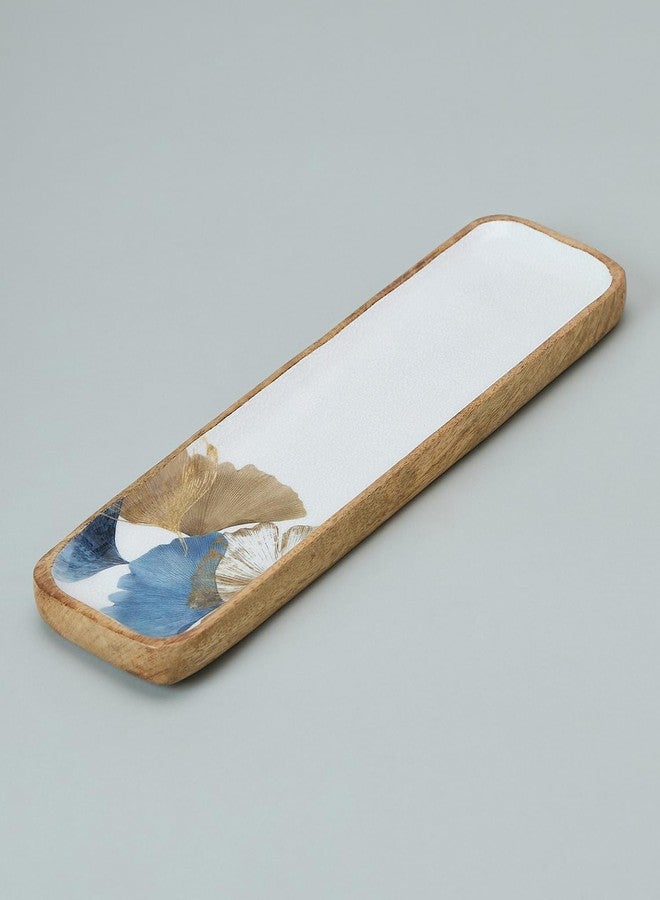 SAAGA Acorn Mango Wood Tray Cum Platter | 16.5 x 4.5 Inch Rectangular Wooden Serving Tray | Decorative Food Serving Board for Snacks Fruits Desserts & Appetizers | Blue Kitchen & Dining Serveware - Image 2