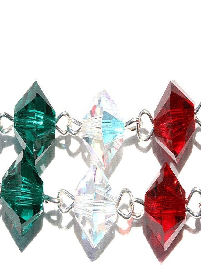 Rosaries Mexican (Green, White & Red) Austrian Crystal One Decade AUTO Rosary - includes Our Lady of Guadalupe Holy Card (Gift idea, Christmas, Confirmation, Communion, Easter, RCIA) (Mexican) - Image 4