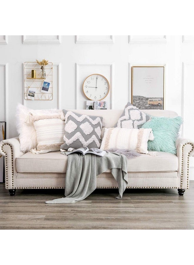 Ojia OJIA Lumbar Decorative Boho Throw Pillow Cover, 12 x 20 Farmhouse Cute Pillowcase Minimalist Neutral Collection Cream White Tufted with Tassels Woven Cushion Cover for Sofa Couch Bedroom Living Room - Image 5