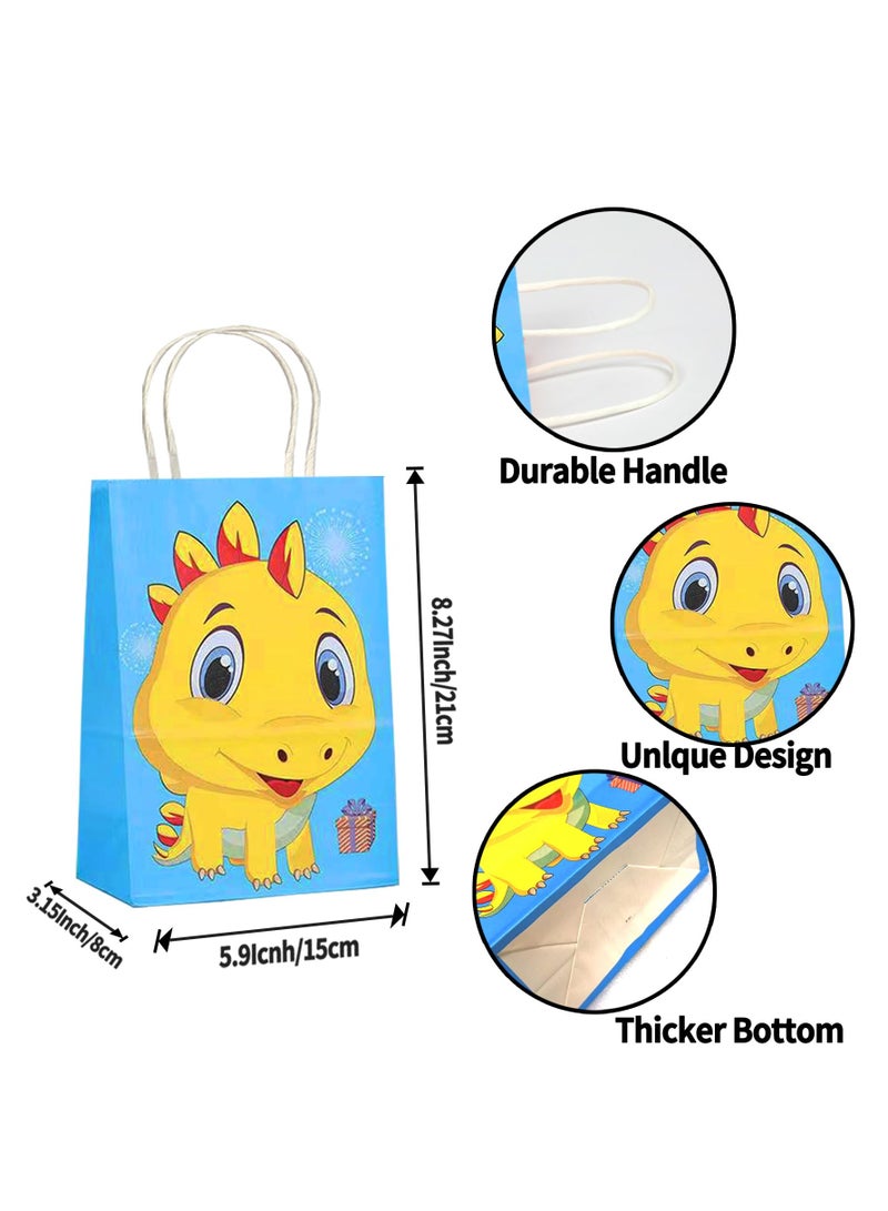 Zikra 24 Pcs Dinosaur Favor Treat Bags, Dinosaur Goody Bags 6 Style Cute Dinosaur Cake Gift Snack Goody Cardboard Bags for Kids Cartoons Dinosaur Theme Baby Shower Birthday Party Decoration Supplies - Image 2