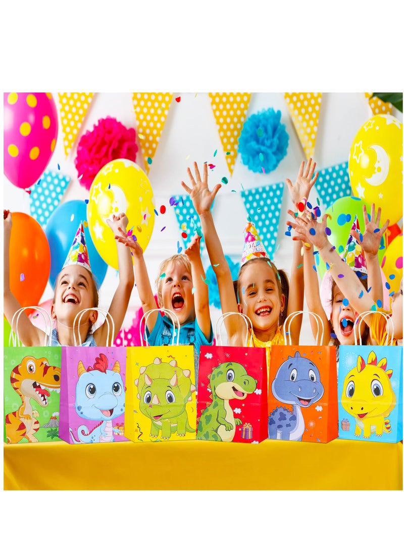 Zikra 24 Pcs Dinosaur Favor Treat Bags, Dinosaur Goody Bags 6 Style Cute Dinosaur Cake Gift Snack Goody Cardboard Bags for Kids Cartoons Dinosaur Theme Baby Shower Birthday Party Decoration Supplies - Image 5