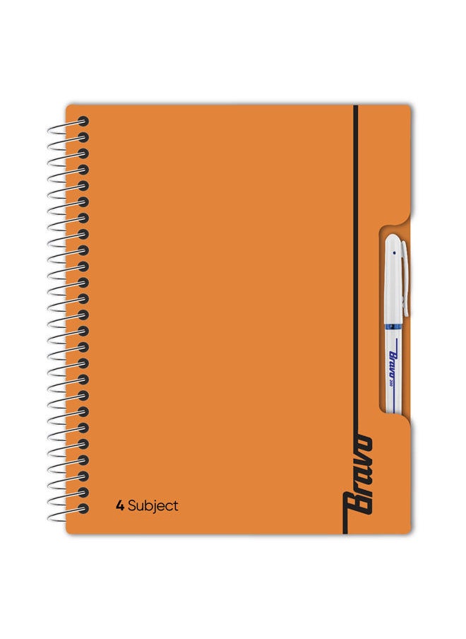 Bravo New Bravo Notebook - Orange Color -  4 Subjects 