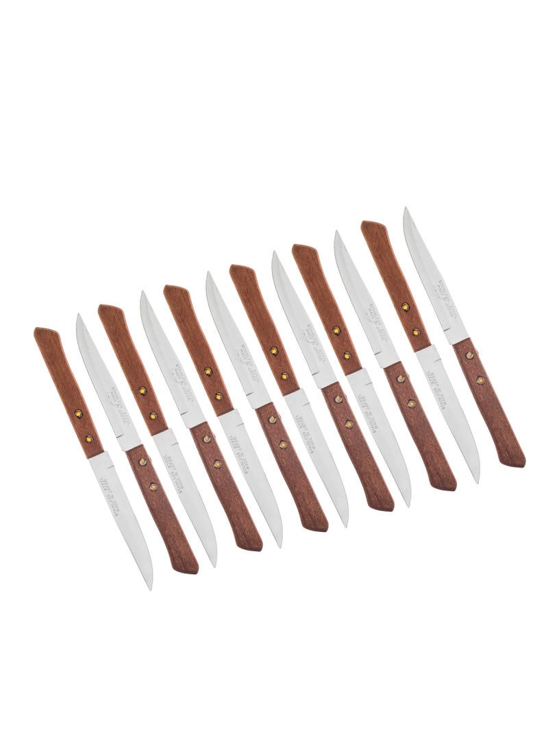 PROFESSIONAL Stainless Steel 12 Piece Slicing Knife Set with Wood Handle for Home Kitchen Cooking Everyday Use - Image 1