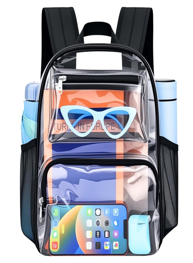 Bagenius Clear Backpack for Stadium Events 12x6x12 Clear Bag for Sports Concerts Work Travel, Black - Image 1