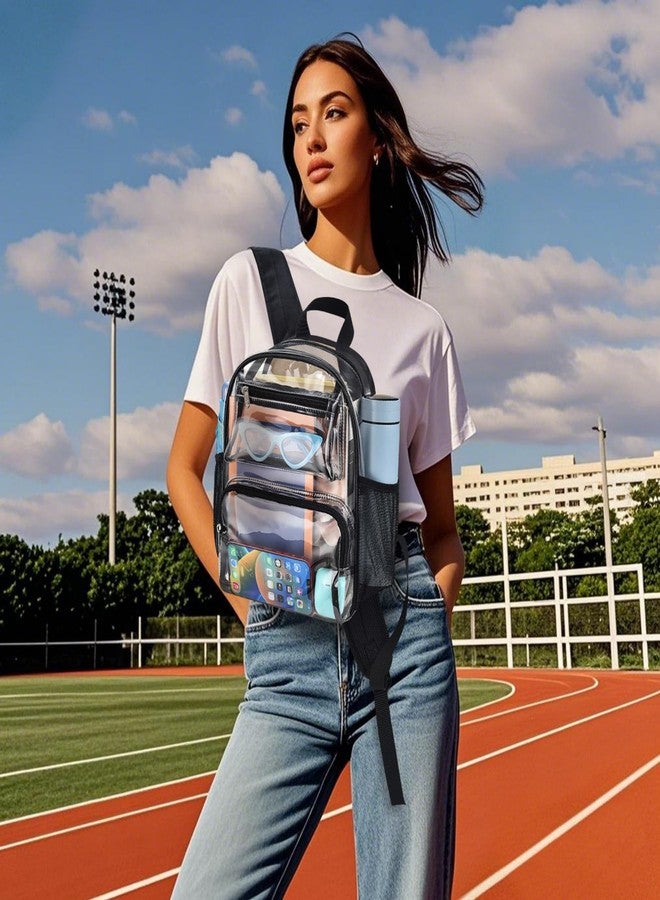 Bagenius Clear Backpack for Stadium Events 12x6x12 Clear Bag for Sports Concerts Work Travel, Black - Image 2