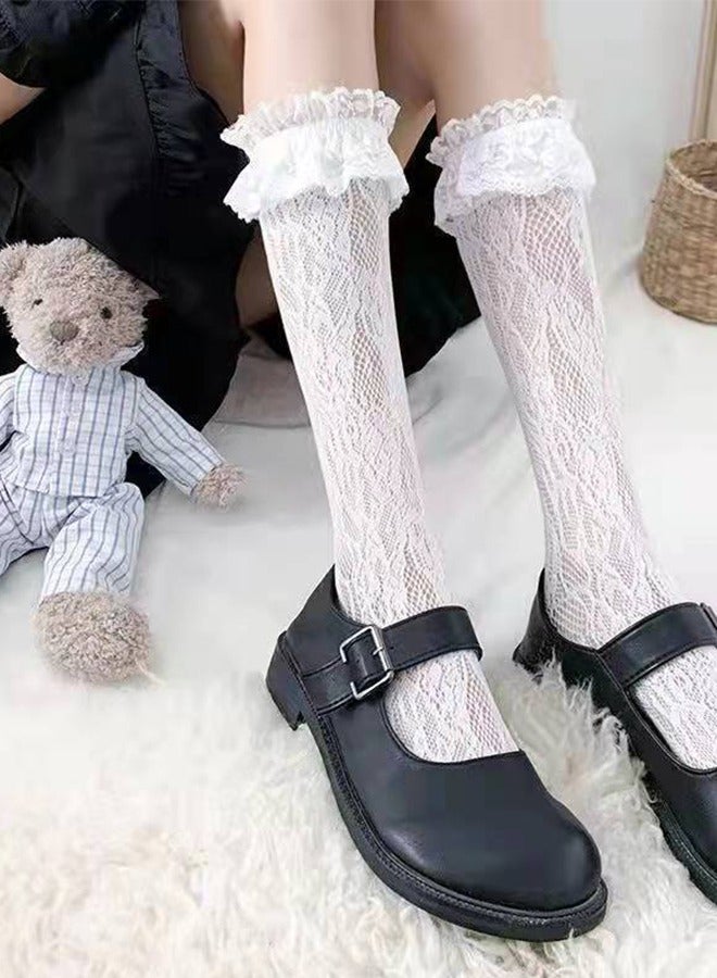 Women's Lace knee-High Socks, Transparent Pantyhose, White Lace Mesh knee-High Socks, Perfect Fit, Thin Style To Prevent Exposure  - Image 3