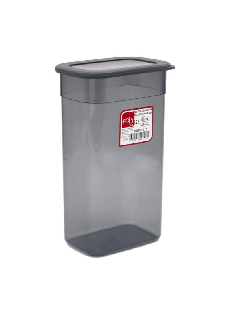 Reusable food storage container removable lid made of healthy plastic with capacity 3.25 liter , Can organize food, spices, cereals, nuts , transparent grey  - Image 1