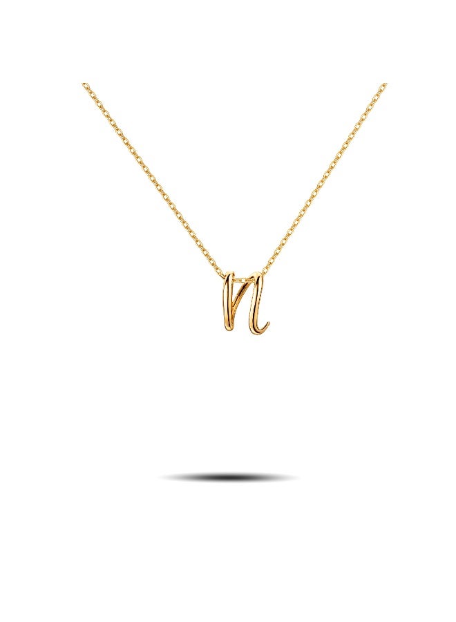 18k Real Gold Initial Letter N Pendant Necklace for Women – Personalized Elegant Alphabet Chain Jewelry, Premium Dubai Quality