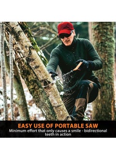 SAKRIMAL SAKRIMAL Outdoor Pocket Chainsaw24 Inch Compact Folding Hand Saw Tool With with Orange StrapsEmergency Outdoor Survival Gear for Camping Hunting Hiking Cutting Wood Tree  - Image 3