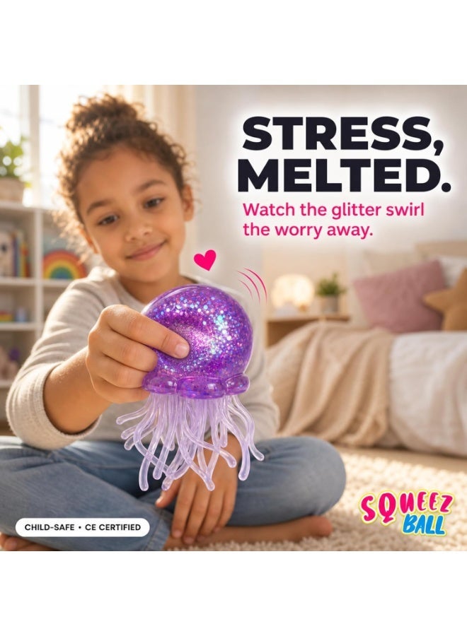 Jellyfish Glitter Squishy Fidget Toy – Super Solid Squish Stress Ball for Kids & Adults, Sensory Anxiety Relief Toy with Wiggly Tentacles, 2.1 Inch, 1 Pcs (BLUE) - Image 3