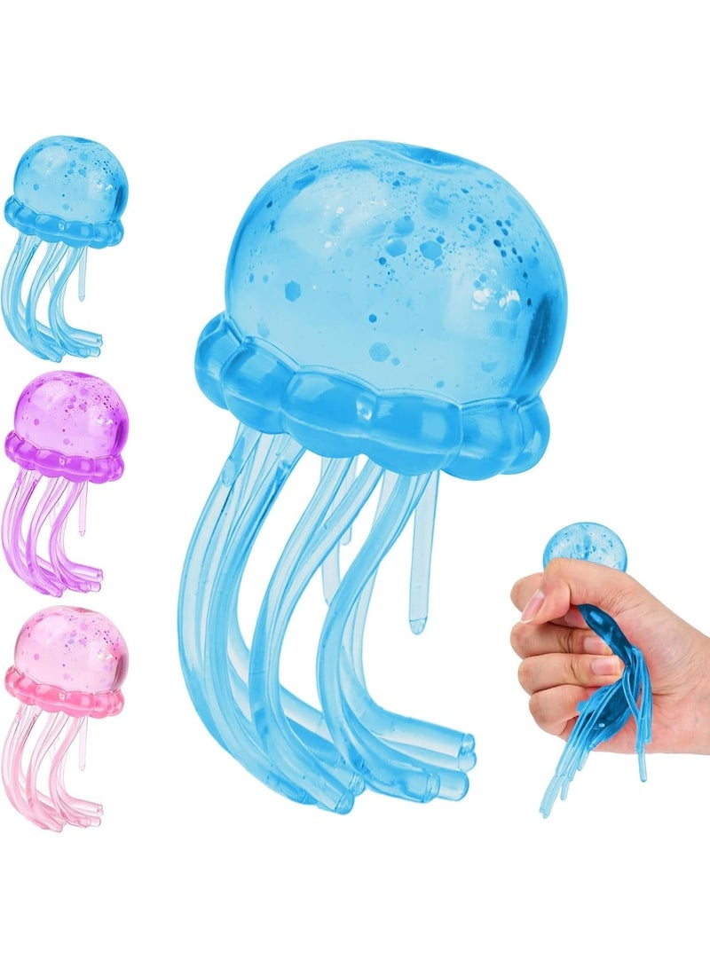 Jellyfish Glitter Squishy Fidget Toy – Super Solid Squish Stress Ball for Kids & Adults, Sensory Anxiety Relief Toy with Wiggly Tentacles, 2.1 Inch, 1 Pcs (BLUE) - Image 1