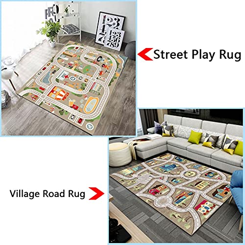 IKITOT Kid Rug Carpet Playmat for Toy Cars and Train，Play Area Rug with Rubber Backing，Fun Throw Rug，Ideal Gift for Children Baby Bedroom Play Room(80×120cm/32×47in) Y1 - Image 5
