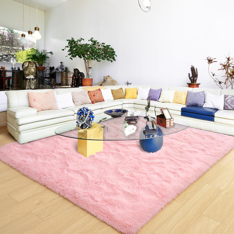 Ultra Soft Pink Rugs for Bedroom 6x9 Feet Fluffy Shag Area Rugs for Living Room Large Comfy Furry Rug for Girls Kids Baby Room Decor Non Slip Nursery Rug Modern Indoor Fuzzy Floor Carpet