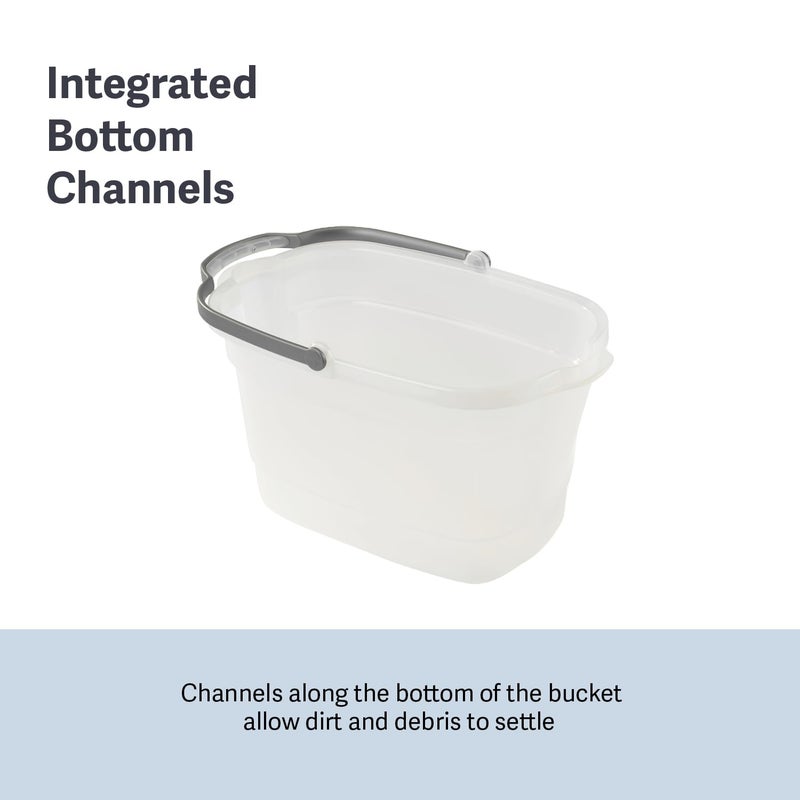 Casabella Plastic Rectangular Cleaning Bucket with Handle, Clear, 4 Gallon - Image 3