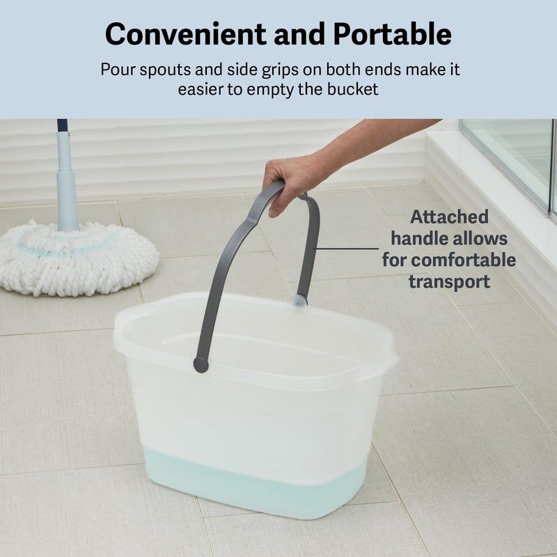 Casabella Plastic Rectangular Cleaning Bucket with Handle, Clear, 4 Gallon - Image 5
