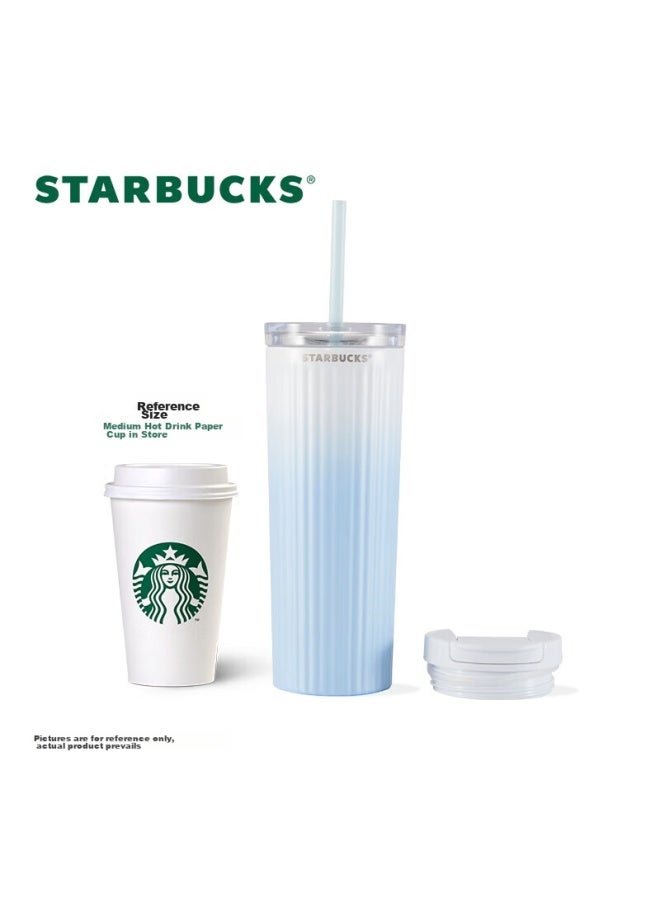 Starbucks Blue Gradient Stainless Steel Straw Cup French Fries Cup 473ml Car Cup Insulated Cup Gift Home Bar - Image 3
