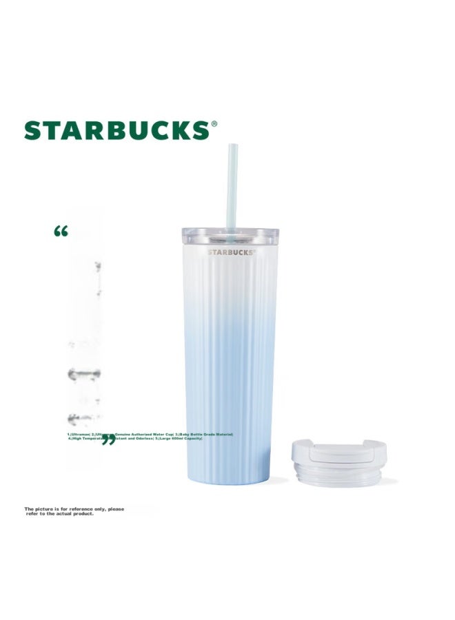 Starbucks Blue Gradient Stainless Steel Straw Cup French Fries Cup 473ml Car Cup Insulated Cup Gift Home Bar - Image 1