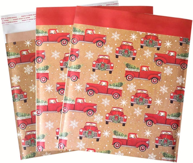 Orgrimmar 10 Packs 10.8"x11.2" Christmas Bubble Mailer Bubble Envelope Self-Seal Wrap Holiday Pouches Bags (Cars) - Image 1