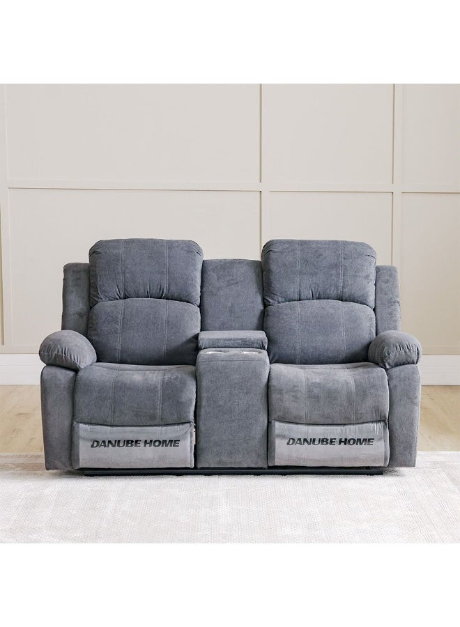 DANUBE HOME Luxury Kaila 2-Seater Fabric Recliner, Comfortable Upholstered Sofa With Reclining Function, Modern Living Room Furniture For Relaxation & Stylish Decor  – Grey - Image 3