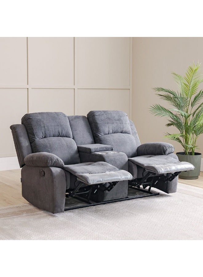 DANUBE HOME Luxury Kaila 2-Seater Fabric Recliner, Comfortable Upholstered Sofa With Reclining Function, Modern Living Room Furniture For Relaxation & Stylish Decor  – Grey - Image 2