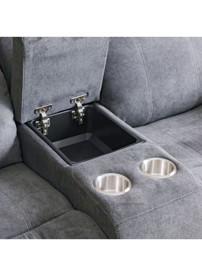 DANUBE HOME Luxury Kaila 2-Seater Fabric Recliner, Comfortable Upholstered Sofa With Reclining Function, Modern Living Room Furniture For Relaxation & Stylish Decor  – Grey - Image 4