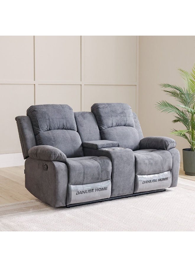DANUBE HOME Luxury Kaila 2-Seater Fabric Recliner, Comfortable Upholstered Sofa With Reclining Function, Modern Living Room Furniture For Relaxation & Stylish Decor  – Grey - Image 1