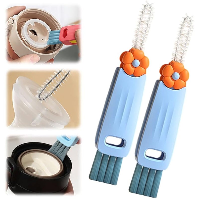 Fauppt Multifunctional 3 in 1 Cup Lid Cleaning Brush, 2026 Upgraded Cup Cleaning Brush Portable Crevice Cleaning Brush Set for Bottle Gap Tight Spaces Cup, Cup Lid Cleaning Brush for Home Use (Blue*2) - Image 1