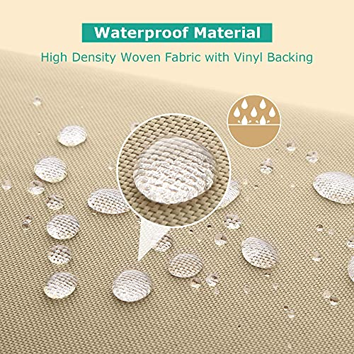 SunPatio Outdoor Ottoman Cover, Heavy Duty Waterproof Rectangular Coffee Table Cover, Patio Furniture Side Table Cover, All Weather Protection, 40" L x 30" W x 18" H, Beige - Image 3