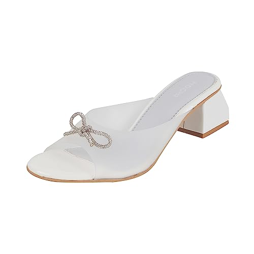 Mochi Women White Block Heel Fashion Sandal UK/5 EU/38 (40-137) - Image 1
