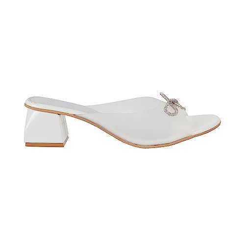 Mochi Women White Block Heel Fashion Sandal UK/5 EU/38 (40-137) - Image 3