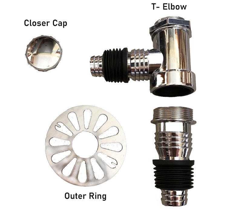 Rasdion Stainless Steel Bathroom Floor Drain Connector Assembly Drainer For Washing Machine Outlet Pipe TModel With Outer Ring9 Cm 4 Cm - Image 3