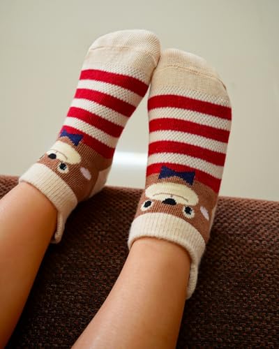 RATIVE Ankle Anti Slip Non Skid Organic Cotton Socks with Grips Grippers for 1 2 Years Old 2T 12 18 Months Toddler Boy Boys Girl Girls (2T-3T, 12-Pairs/Animal world) - Image 4