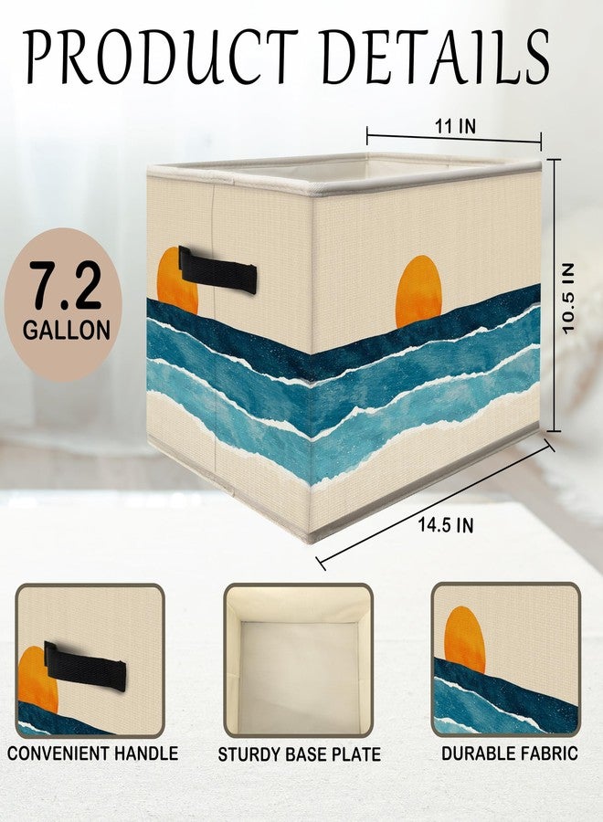 FDHSPAAM Boho Coastal Sun Storage Bins Box with Handles, Abstract Beach Coast Sunrise Collapsible Fabric Storage Basket Box Organizer for Bedroom Bathroom Clothes Toys Books - Image 4