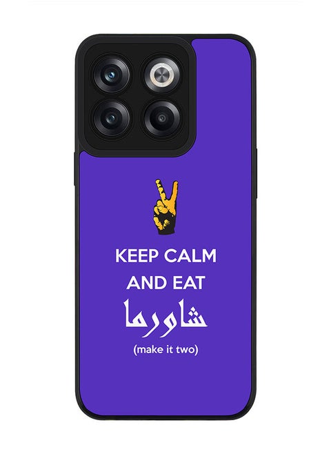 Rugged Black edge case for OnePlus 10T Slim fit Soft Case Flexible Rubber Edges Anti Drop TPU Gel Thin Cover - Keep Calm And Eat Shawarma (Blue)