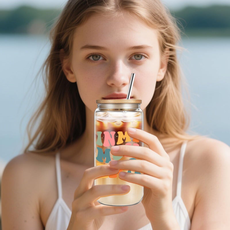 دي إتش كيو إتش هدايا فريدة للأم من البنات، أفكار لهدايا عيد ميلاد الأم للأم، صندوق هدايا عيد الميلاد للأمهات مع كوب زجاجي - Image 5