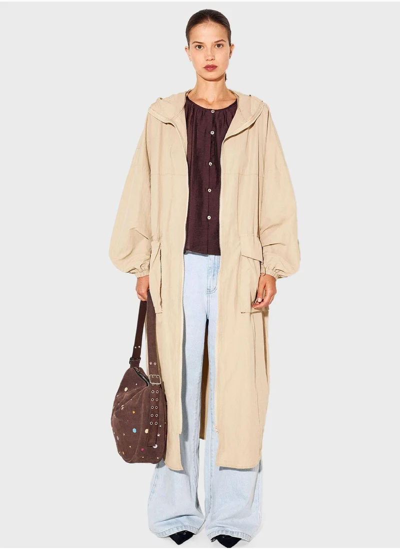 PARFOIS Cold Shoulder Button Down Top