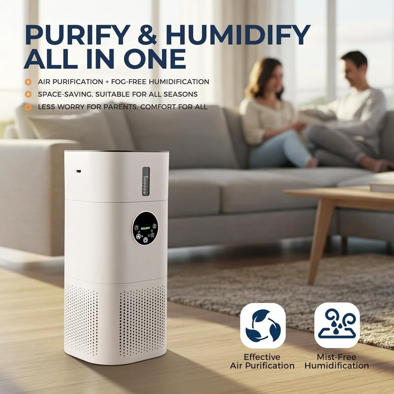 Rouny Air Purifiers 3-Stage Smart Air Purifyer for Bedroom Home, With Built-in Humidifier Function, Hepa Air Filter Cleaner Super Mute Efficient Filtering for Pets Smokers Office - Image 1