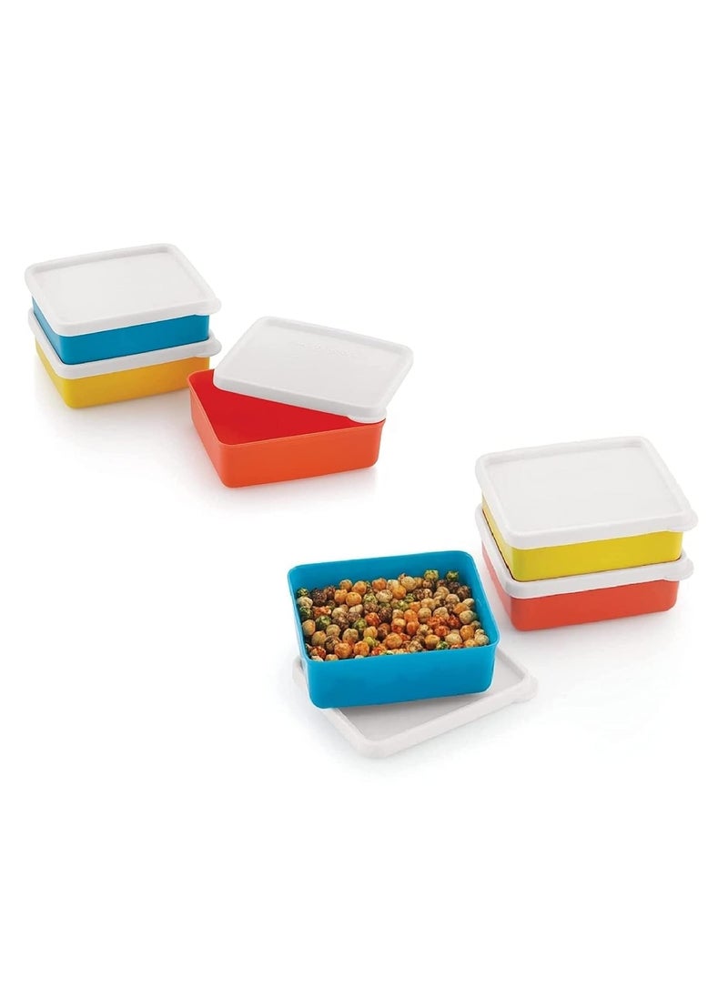 Pass Pass pass pass PASSPASS Square Plastic Multicolor Lunch Box, Tiffin Box Set (6) 